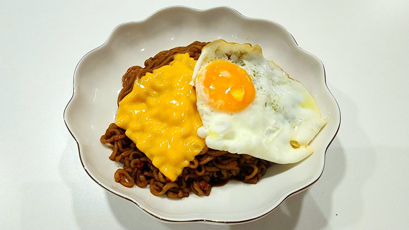Cooked Chapagetti in a bowl, ready to serve